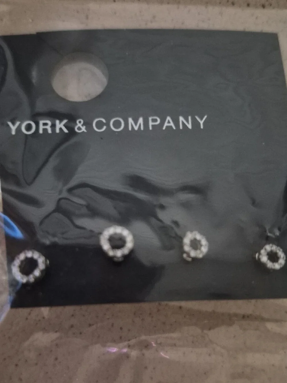New York & Company Silver Crystal Circle Stud Earring Set